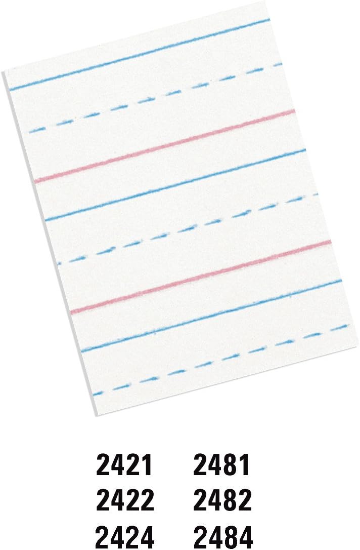 PACON – Papel de escritura PACON PAC2482, D’Nealian Grados 2 y 3  Zaner-Bloser grado 2, 12 x 14 x 14 pulgadas, rayado 8 x 10-12 pulgadas, corto a