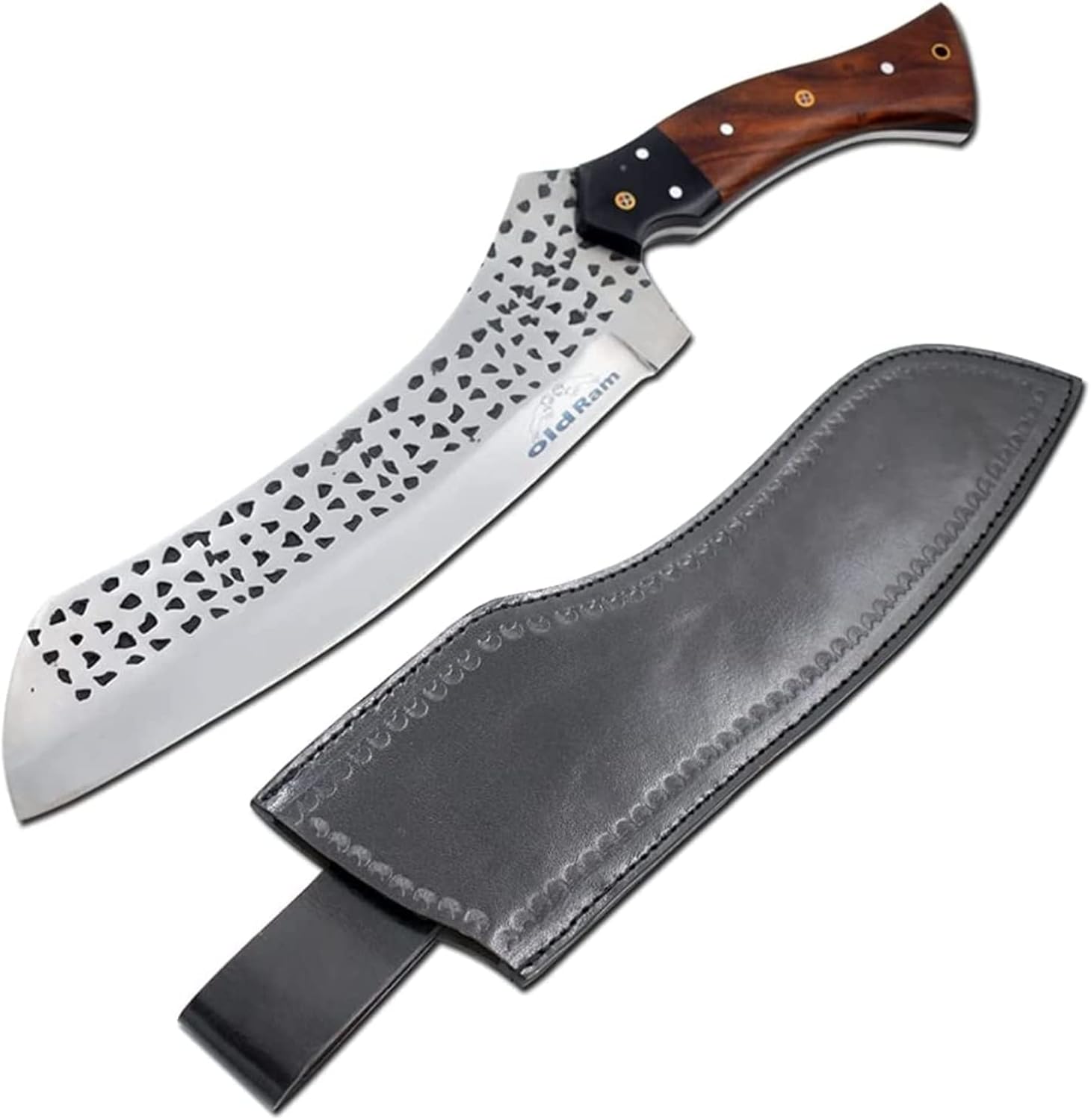 Old Ram Machete de caza de acero al carbono 1075 de espiga completa de hoja fija viene con funda (5053)