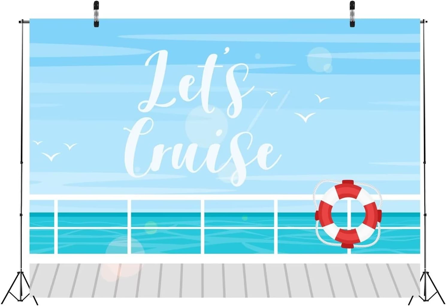CORFOTO Telón de fondo de fotografía de crucero de dibujos animados de 10 x 6.5 pies, tema náutico, decoración de fiesta de cumpleaños, océano