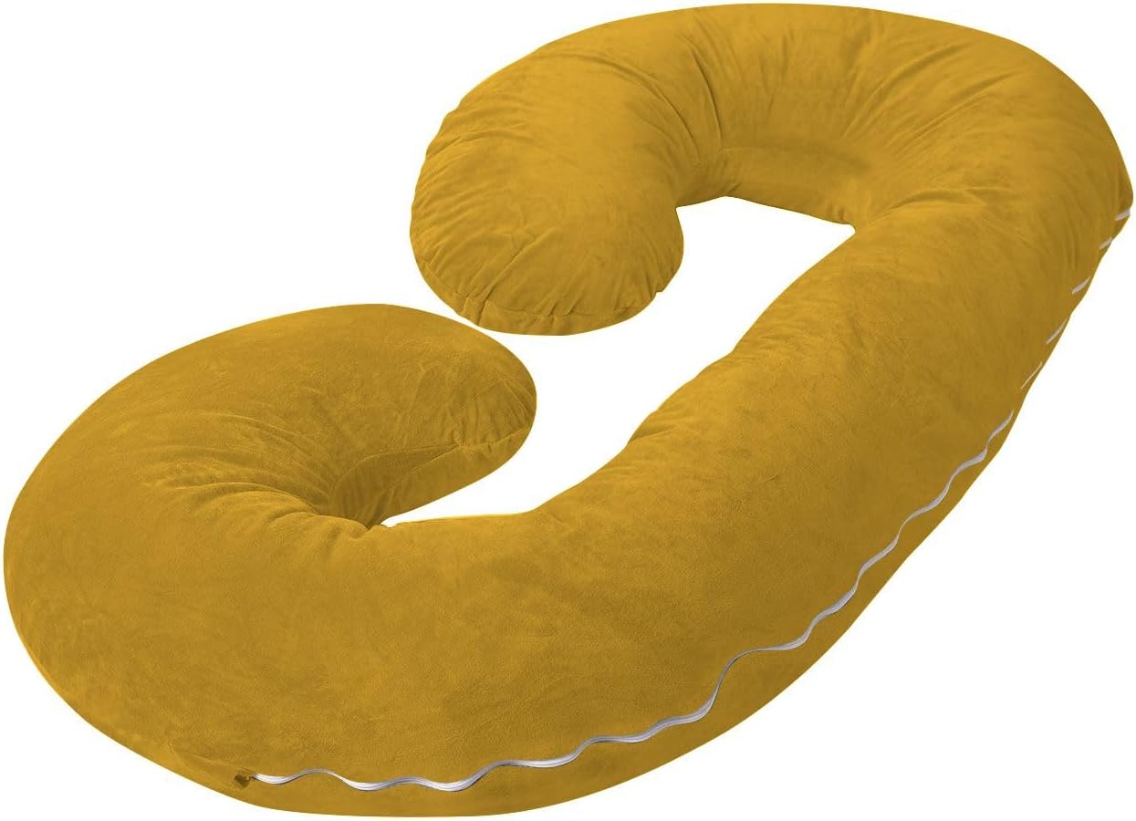 Almohadas de embarazo de 57 pulgadas, almohada de cuerpo completo en forma de C, funda de algodón egipcio dorado, almohadas de embarazo para dormir,