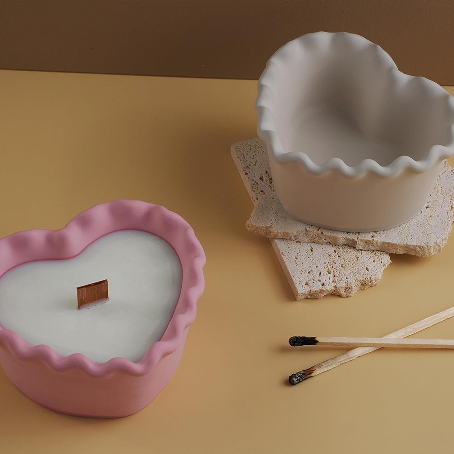 Caja de almacenamiento, moldes para tazas de velas, moldes creativos de silicona para velas, moldes para ollas, rayas redondas de hormigón con tapa,