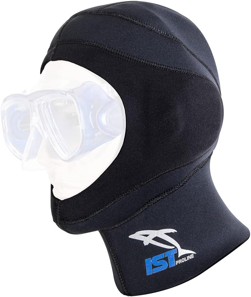 IST HD-6 Dual Layer 5mm Neoprene Dive Hood, Use with ProEar Mask