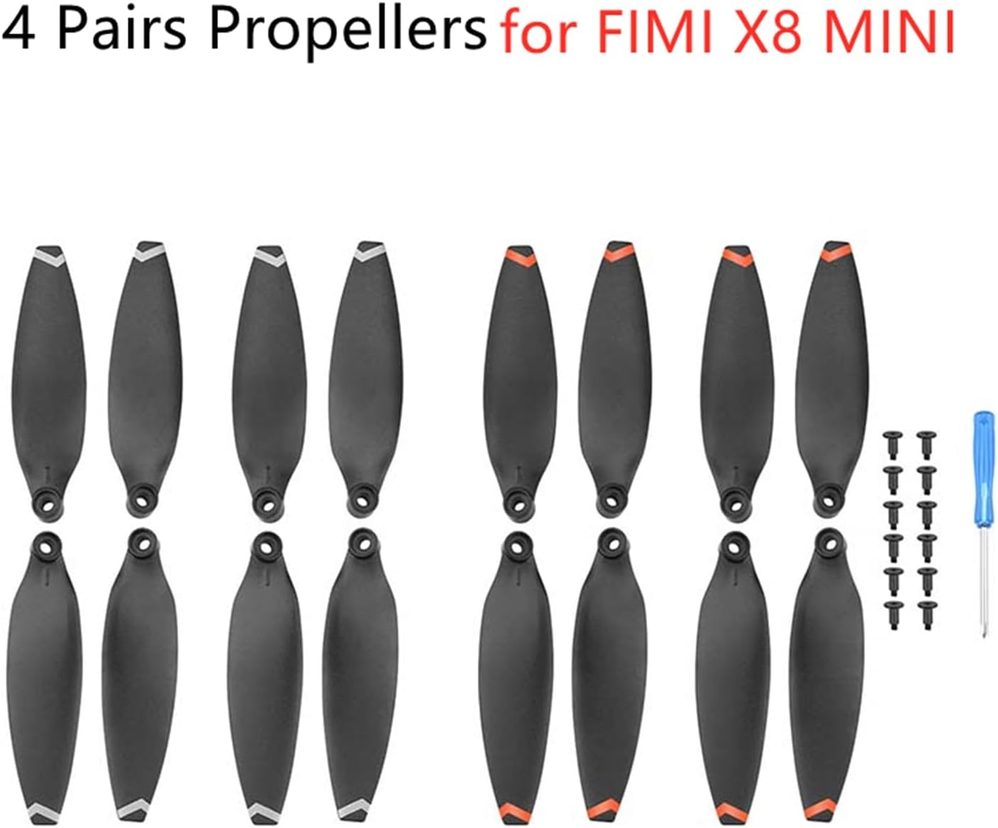 Accesorios de repuesto para drones, accesorios de hélices para FIMI X8 MiniMini V2 Drone plegable y ligero, ventilador de ala (color  borde naranja)
