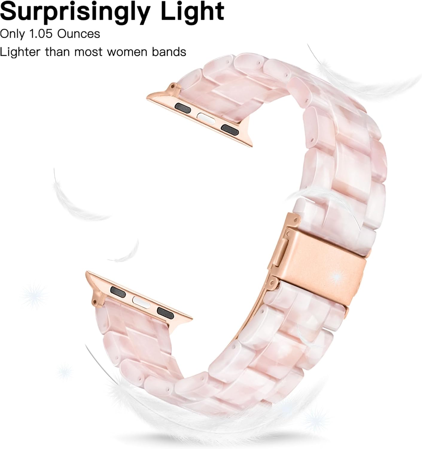 Correa de reloj de resina ligera para Apple Watch Band de 1.772 in 1.732 in 1.654 in 1.929 in, pulsera de moda para mujeres y hombres, correa de