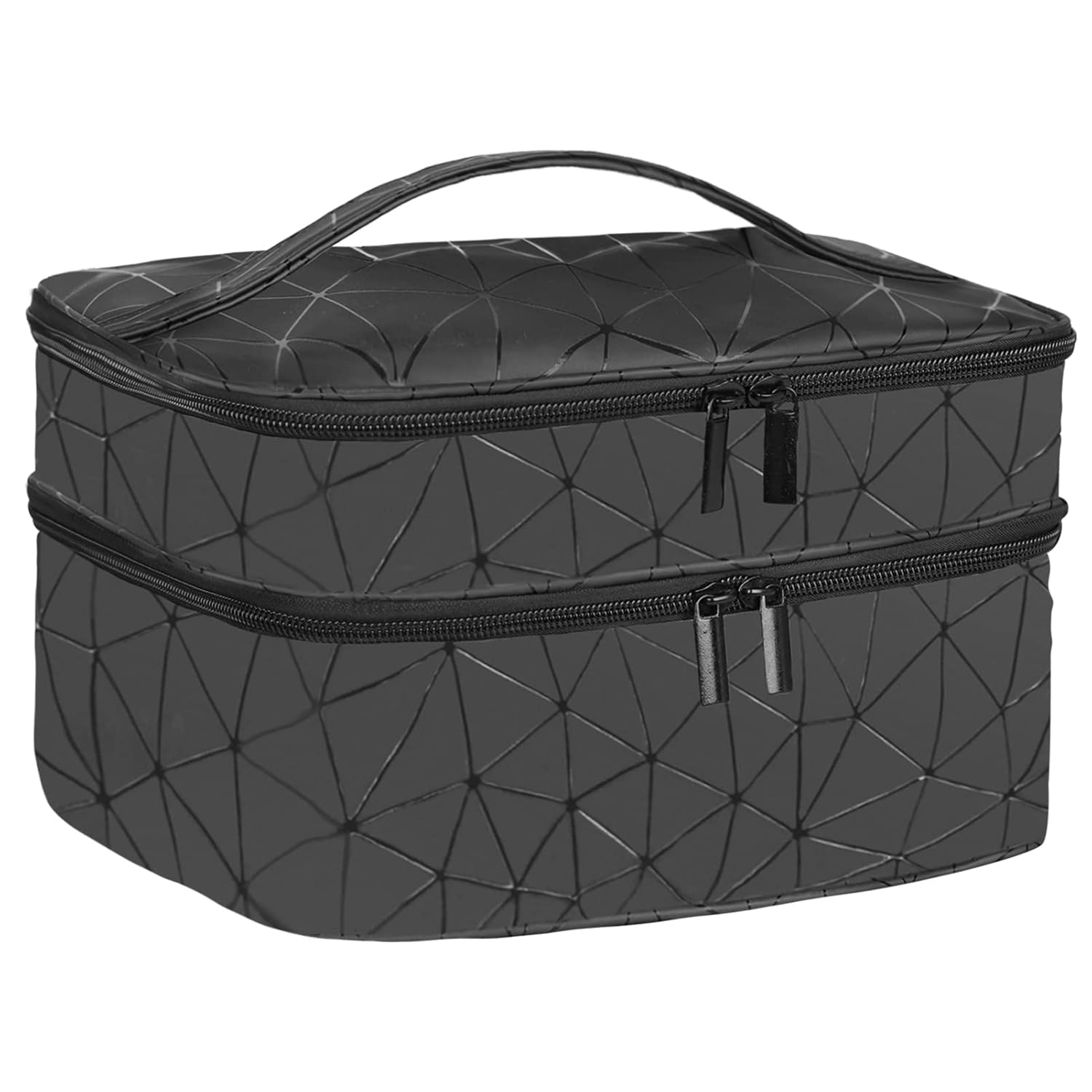 Organizador de esmalte de uñas, estuche de transporte de viaje, personalizado para juego de manicura, bolsa de transporte de doble capa (negro,