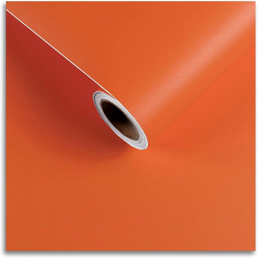Papel tapiz autoadhesivo color naranja de 18 x 197 pulgadas, fácil de aplicar, papel tapiz para despegar y pegar, papel tapiz para reformar la mesa