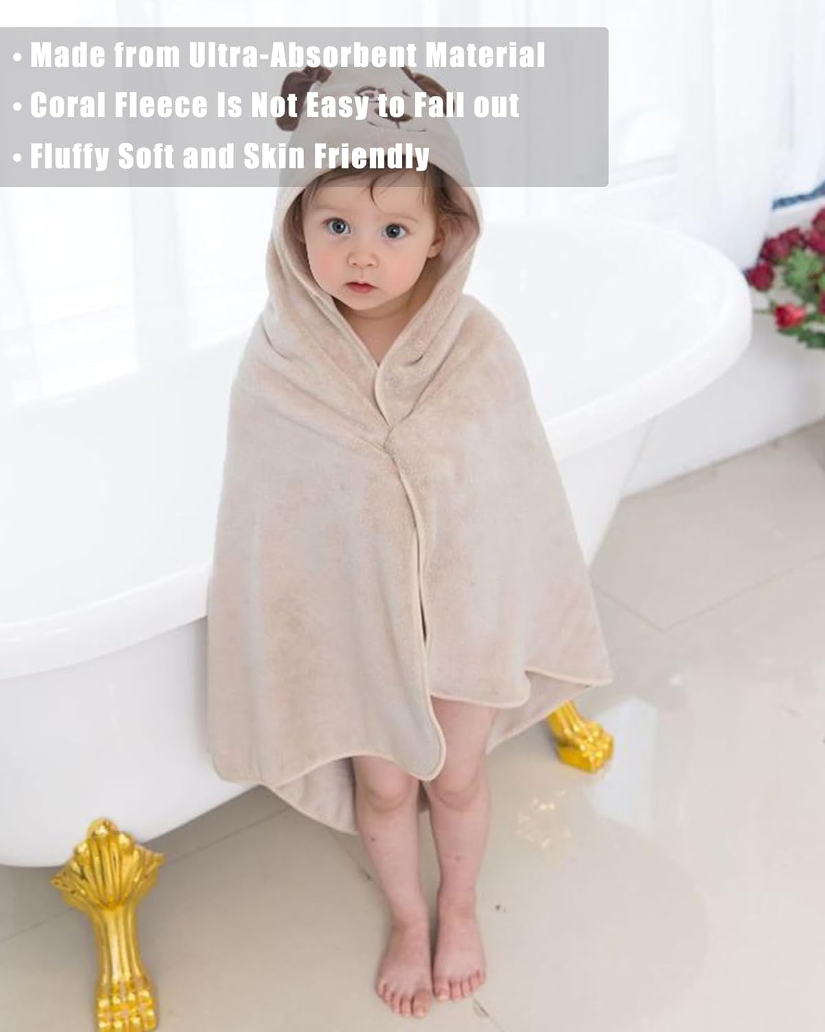 btsoprz Toalla de baño para bebé con capucha para bebés de 0 a 3 años, ultra absorbente, natural, artículos de baño para bebés, regalos para baby
