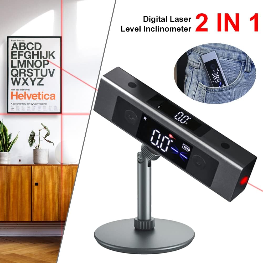 Inclinómetro digital de transportador, regla L de medición de ángulo, con marca de luz roja bidireccional, buscador de ángulo de pantalla doble,