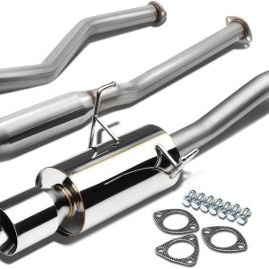 Auto Dynasty Sistema de escape Catback de acero inoxidable con punta de silenciador enrollado de 4 pulgadas compatible con Honda Civic EX 1.7L 01-05 Auto Dynasty Sistema de escape Catback de acero inoxidable con punta de silenciador enrollado de 4 pulgadas compatible con Honda Civic EX 1.7L 01-05