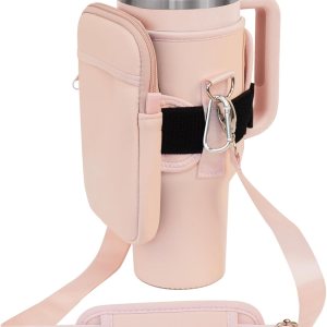 Bolsa de transporte para botella de agua con bolsillo grande desmontable para teléfono 2 en 1 para vaso Stanley de 3040 onzas, bolsa de tela de Bolsa de transporte para botella de agua con bolsillo grande desmontable para teléfono 2 en 1 para vaso Stanley de 3040 onzas, bolsa de tela de