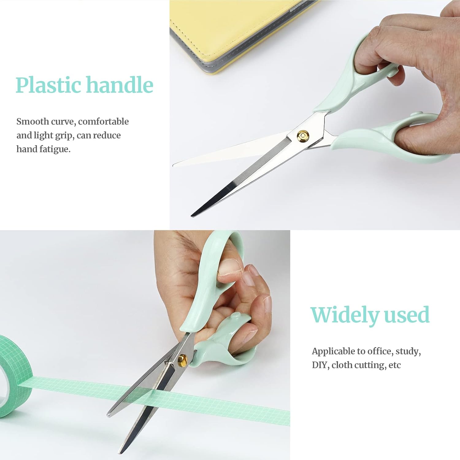 Koqye Tijeras elegantes multiusos, tijeras de acero inoxidable con mango acrílico, herramienta de corte de papel de papelería para oficina, hogar,