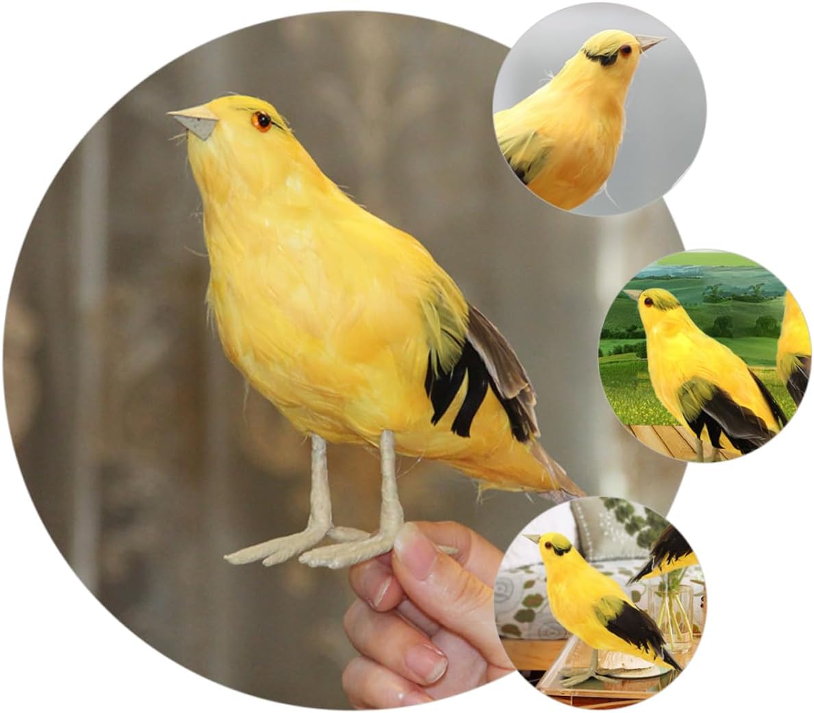 YARNOW 2 piezas de simulación de pájaro amarillo artificial decoración de pájaro realista adorno de mesa artificial para pájaros de espuma