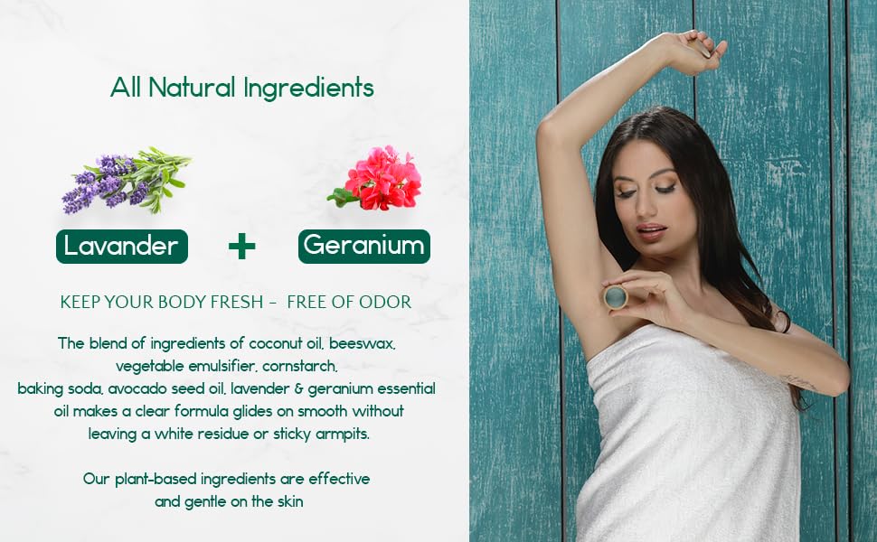 BeNat. Paquete de 2 desodorantes naturales sin plástico para mujeres y hombres, sin lavanda y geranio, sin aluminio, sin gluten y sin crueldad,