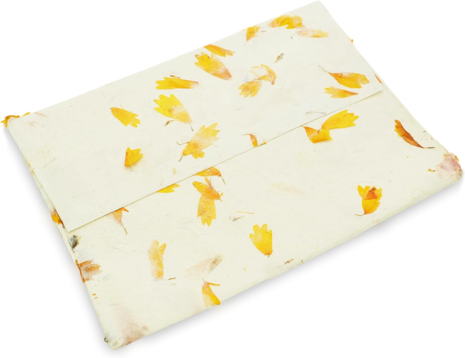 Sobres de papel Lokta hechos a mano de 5 x 7 pulgadas para invitaciones de boda, anuncios, sobres vintage con pétalos de flores de caléndula