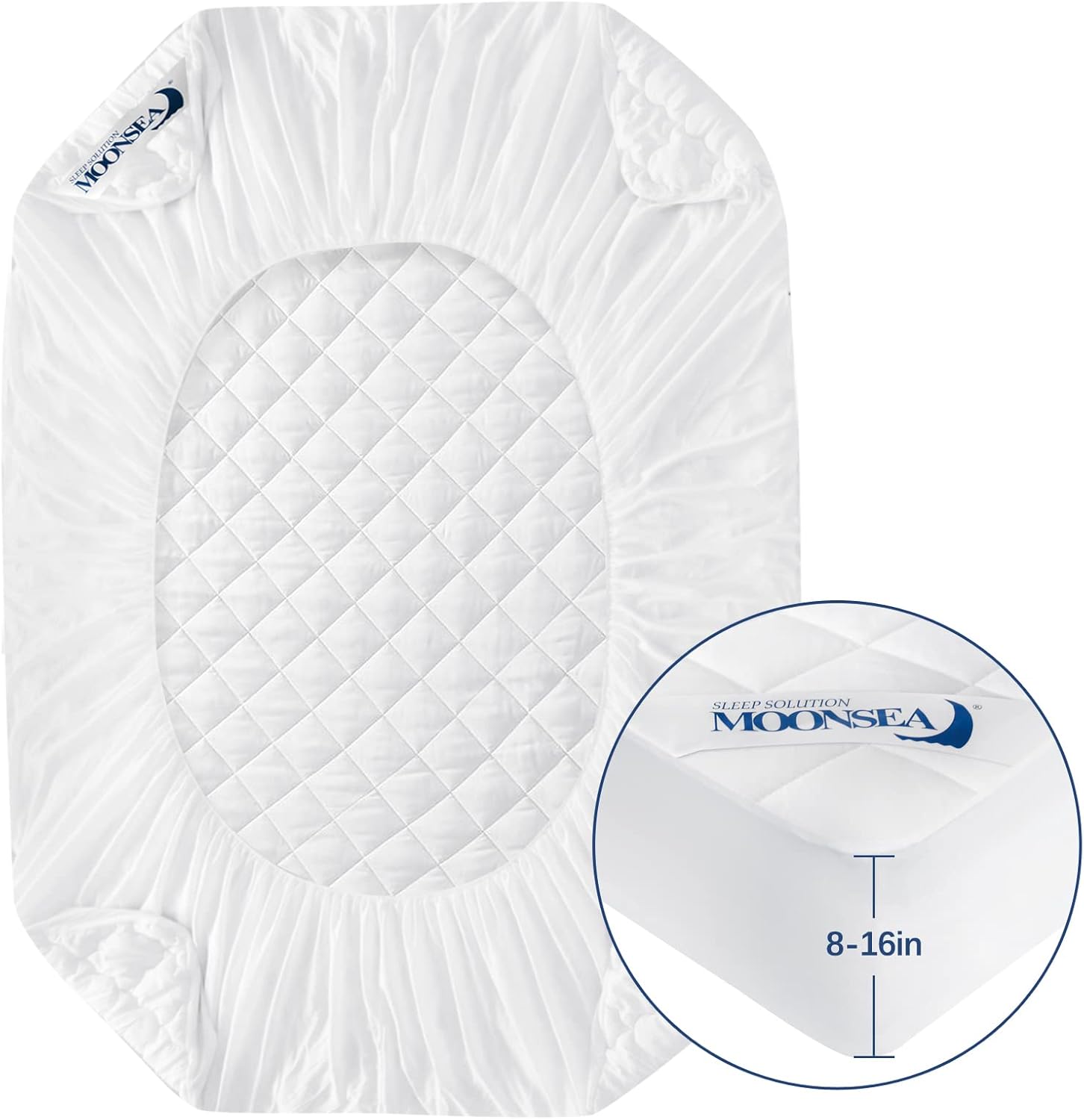 Protector de colchón de tamaño matrimonial, funda impermeable, protector de colchón ajustable absorbente, funda de colchón completa, relleno