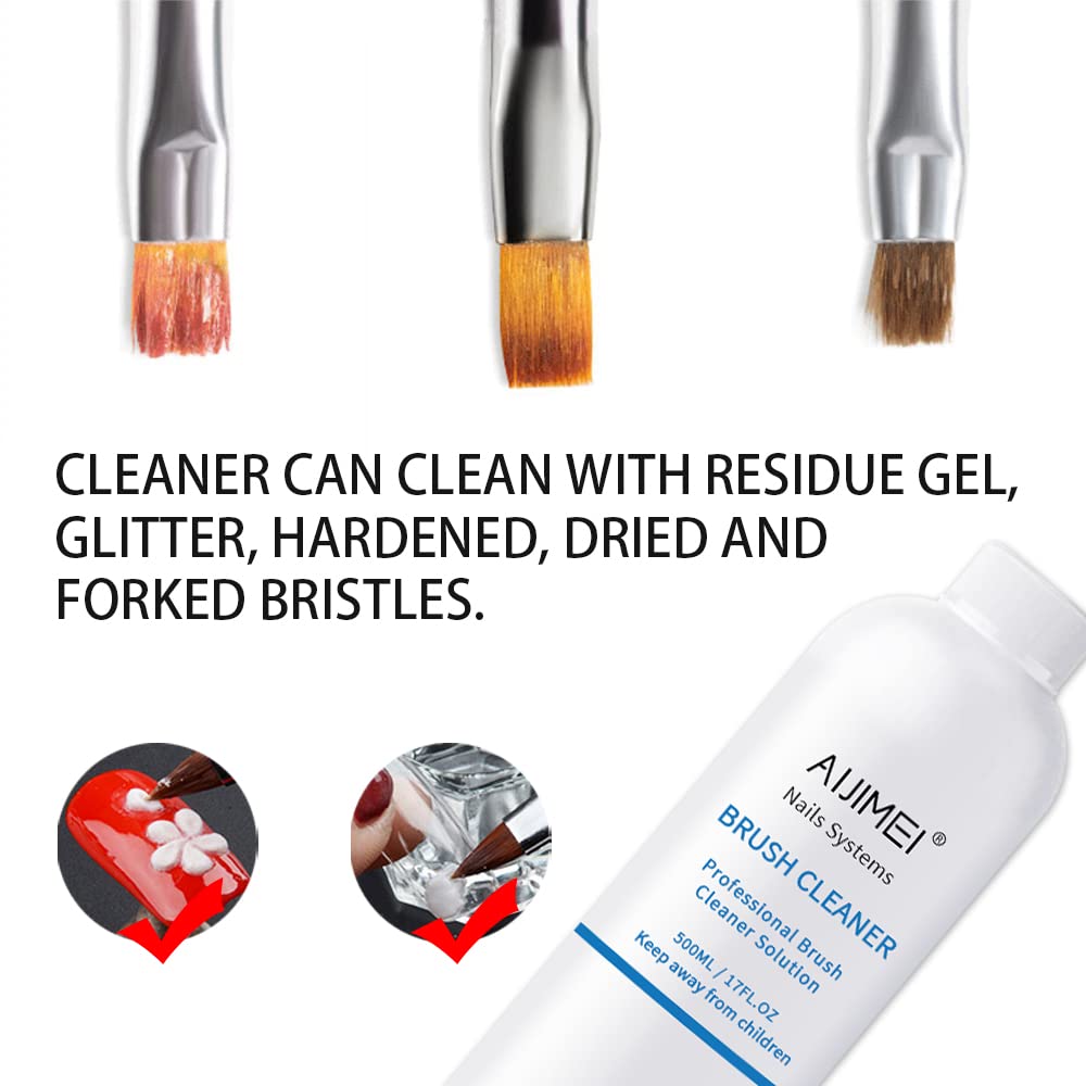 AIJIMEI Acrylic Nail Brush Cleaner 17FL.OZ 500ml Acrylic Brush Cleaner Restorer Liquid Solution for Acrylic Paint Brush Cleaner Nails Acrylic Powder