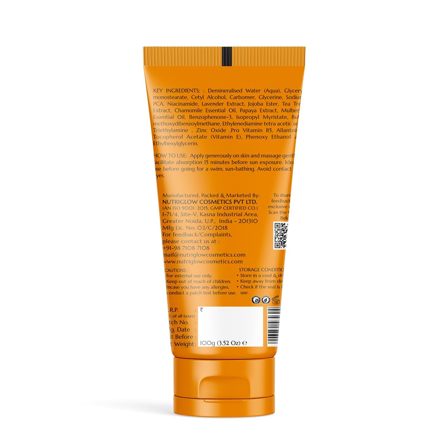 NutriGlow NATURAL’S Advanced Pro Formula Papaya Protector solar SPF 50, sin fundición blanca, ligero para pieles grasas y secas, 3.5 onzas