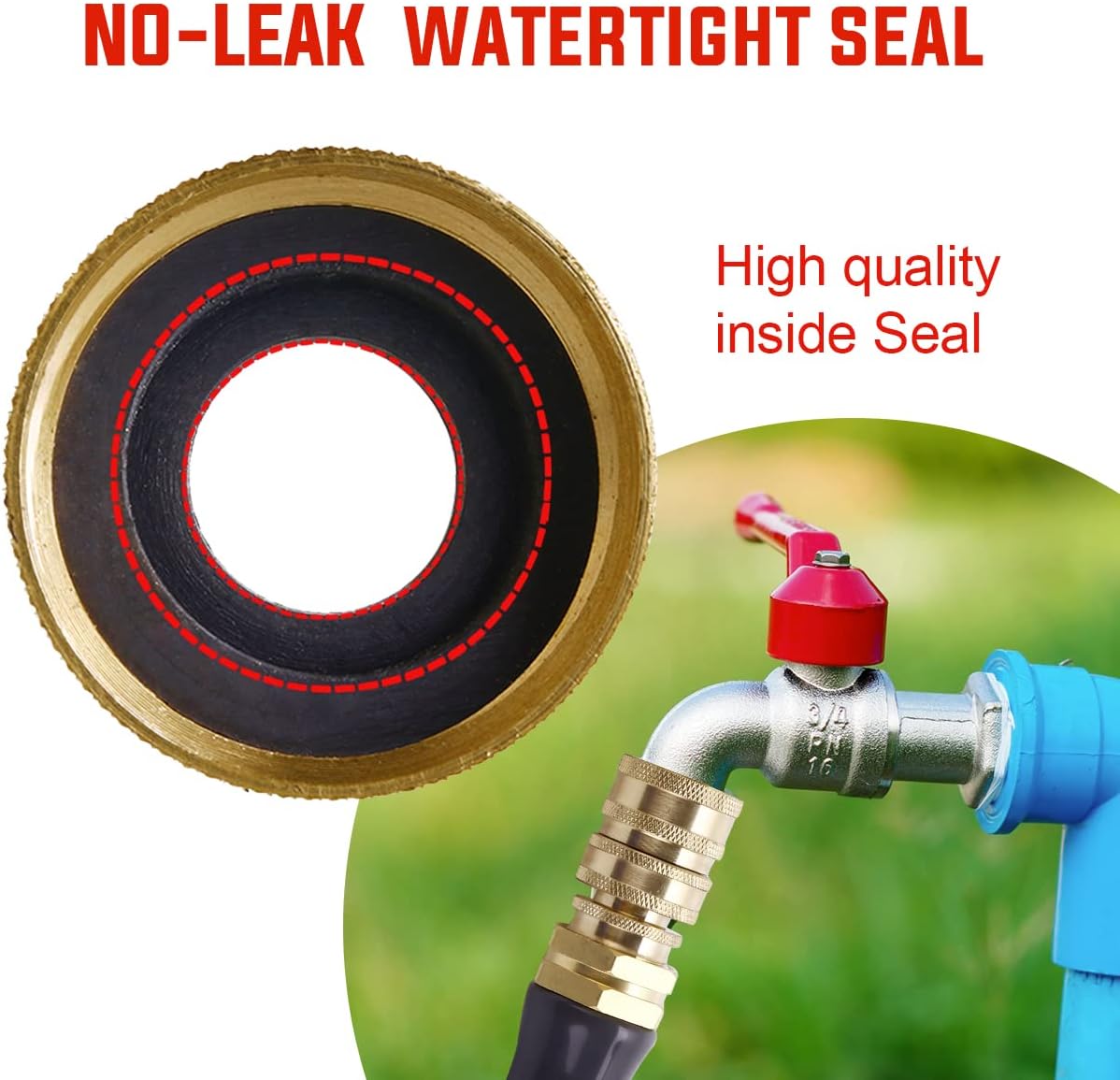 YAMATIC Manguera de jardín de conexión rápida para manguera de agua, rosca de 34 pulgadas, durabilidad de latón de alta calidad y actualización sin
