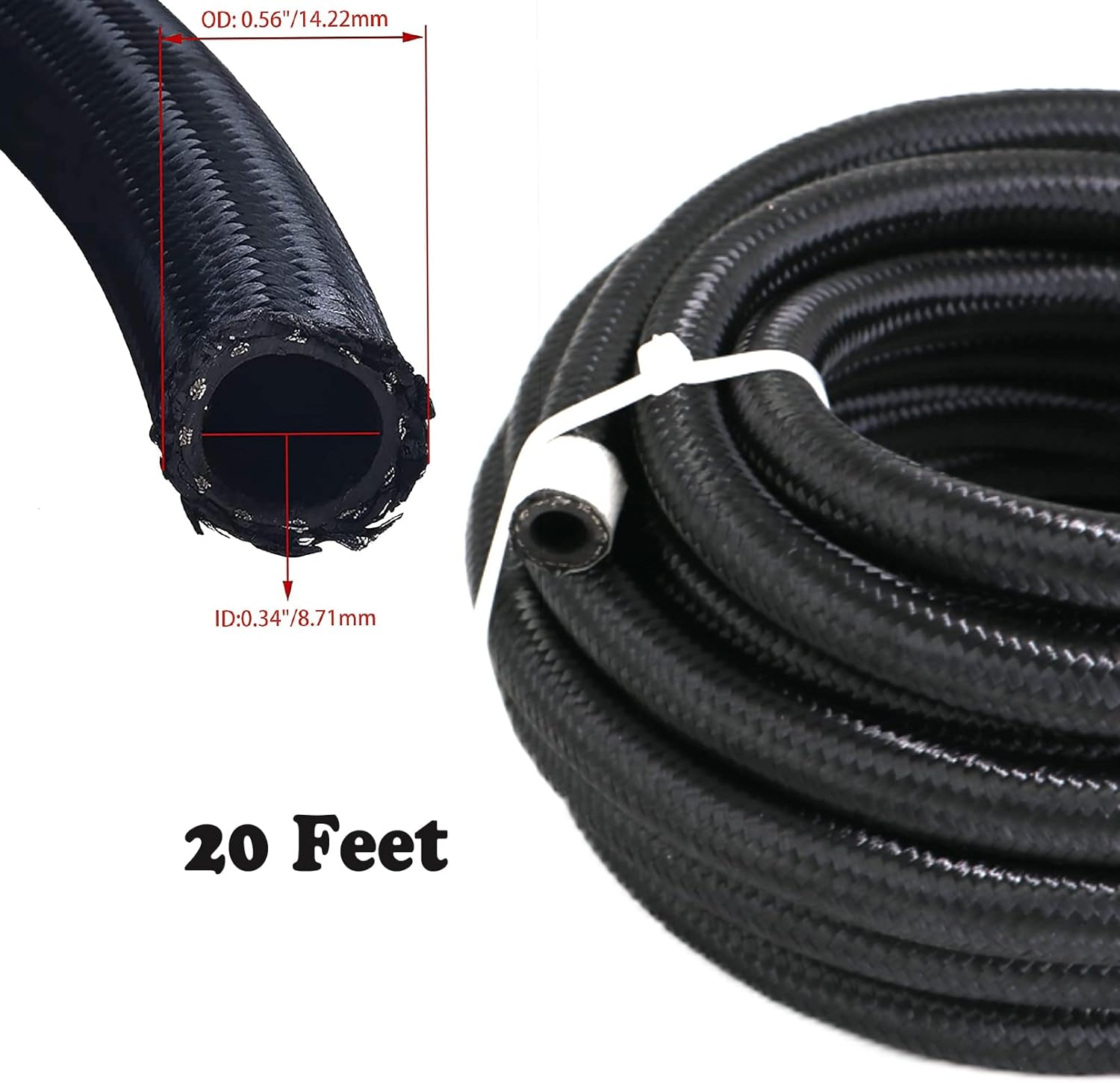6AN – Kit de montaje de manguera de combustible de nailon trenzado de acero inoxidable + manguera de aceite, gas, combustible, 10 unidades, kit de