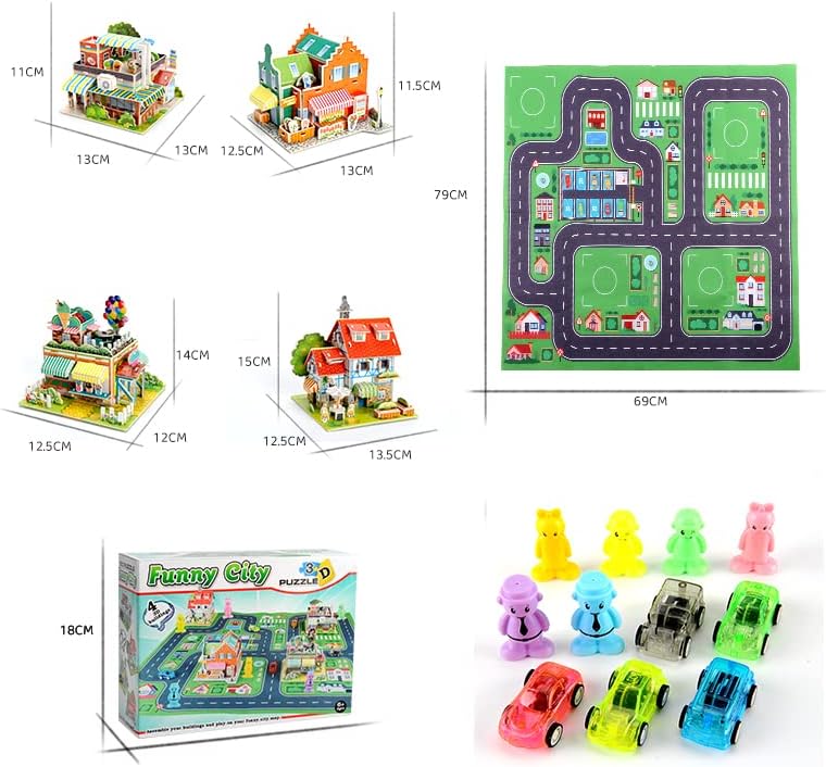 Rompecabezas 3D para niños de 8 a 10 a 12 años, 5 vehículos de tracción hacia atrás, mini auto rompecabezas para niños, rompecabezas de papel
