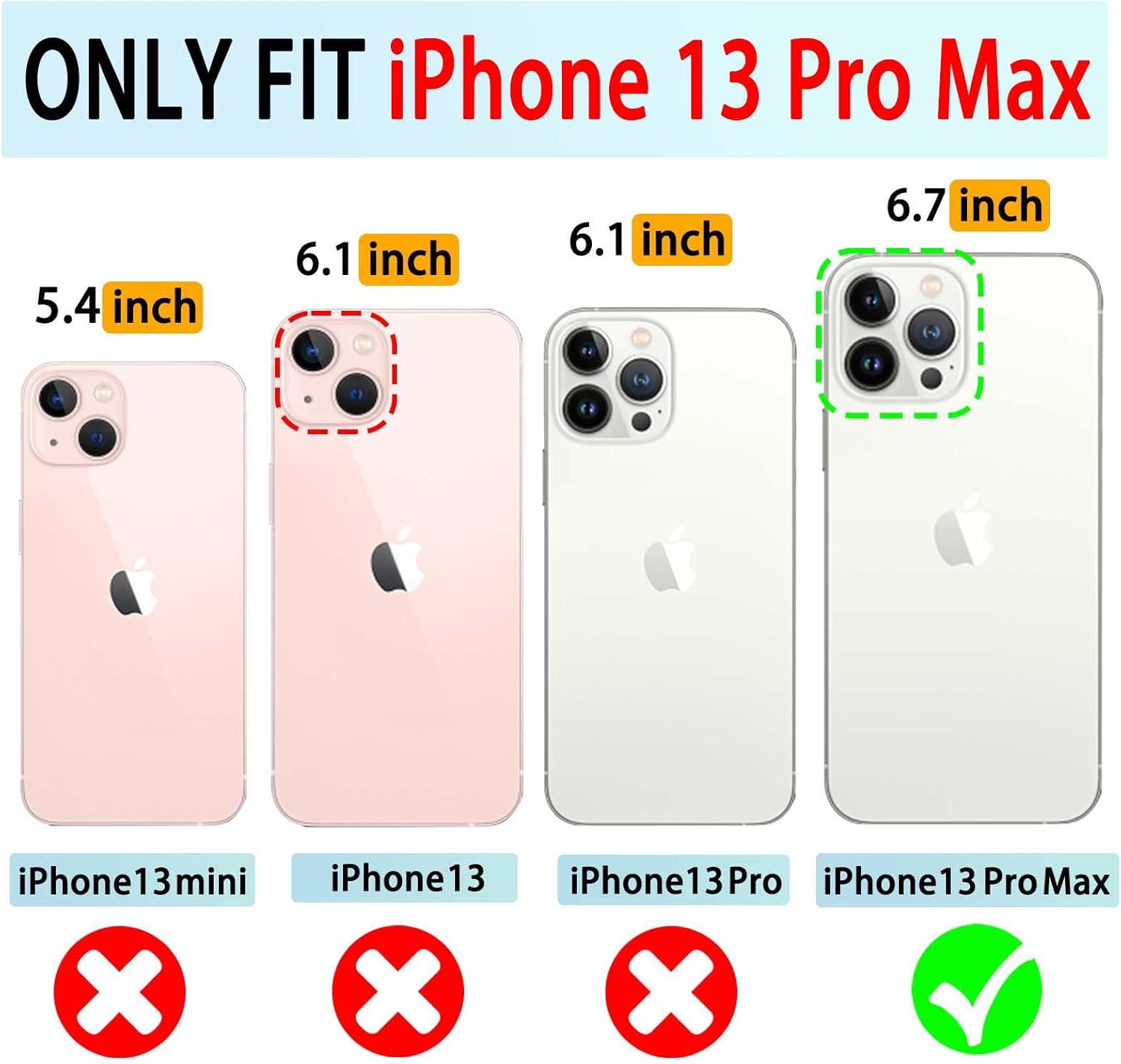 VANAVAGY Funda tipo cartera para iPhone 13 Pro Max para mujeres y hombres, funda de cuero con tapa para teléfono compatible con soporte magnético