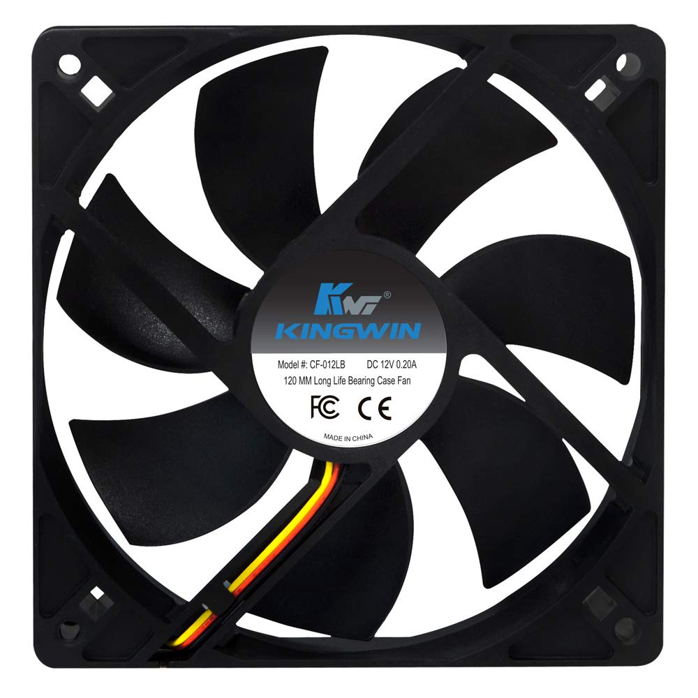 Kingwin Ventilador silencioso de 4.724 in para carcasas de computadora, plataforma de minería, refrigeradores de CPU, ventilador de refrigeración de