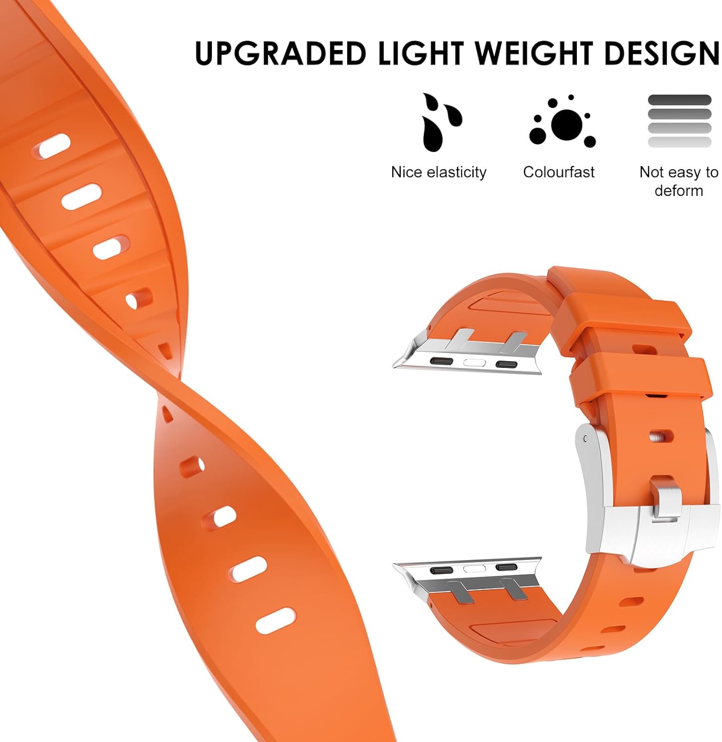 NewWays Correa para Apple Watch Ultra Band de 1.929 in, 1.772 in, 1.732 in, 1.654 in, 1.614 in, 1.575 in, 1.496 in, para hombres, correa de goma de