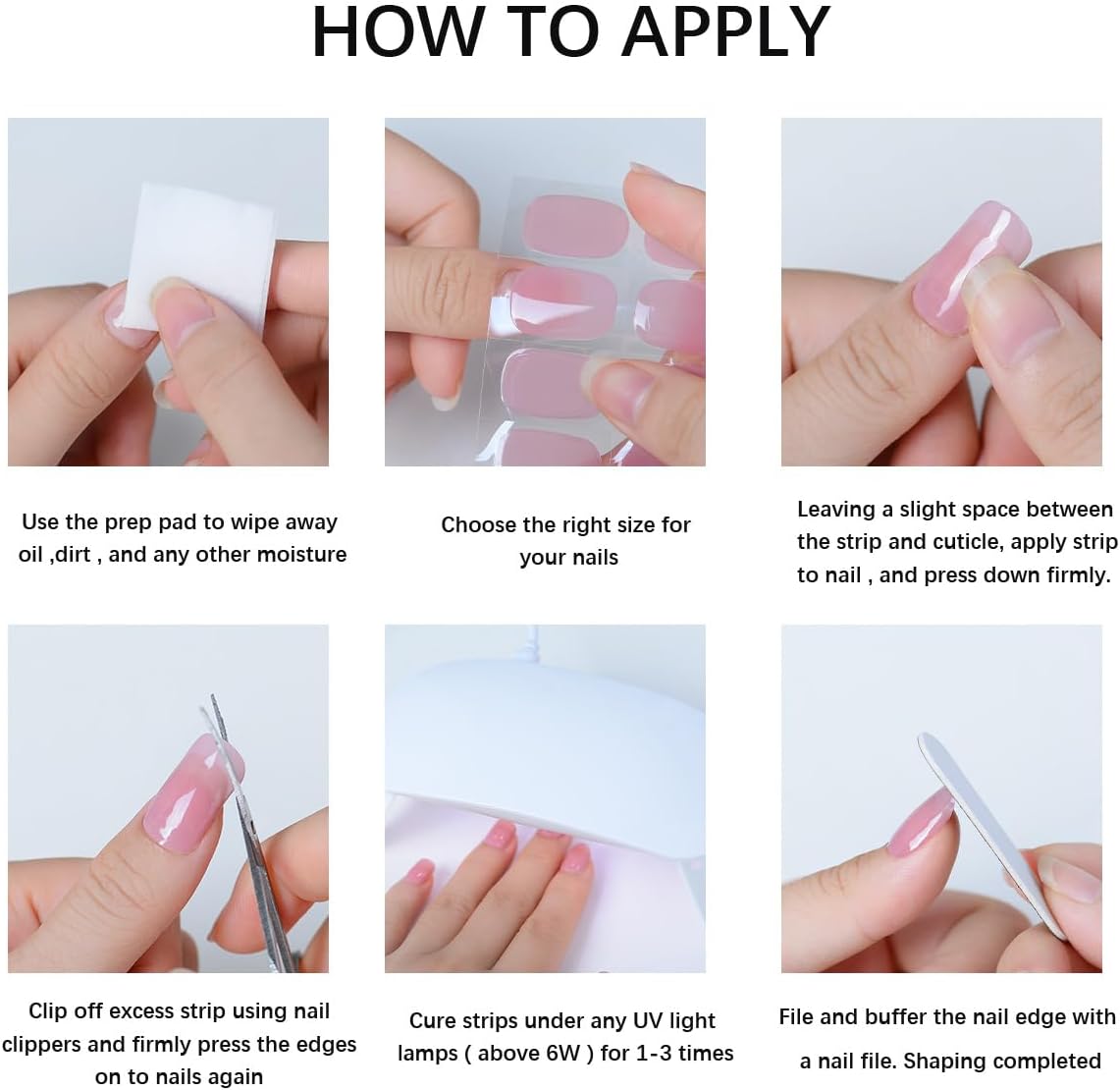 Tiras de uñas de gel semicuradas, 20 unidades, calcomanías de uñas de gel de calidad de salón, tiras de gel semicuradas de larga duración,