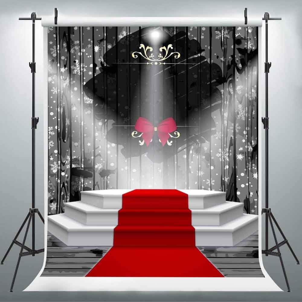 Telón de fondo de fotografía de escenario de alfombra roja de 6 x 9 pies, copo de nieve, cortina negra, con lazo, para bebé, niños, adultos,