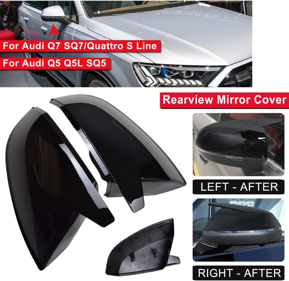 Cubierta de espejo retrovisor para puerta de repuesto para Audi Q5 Q5L SQ5 Q7 SQ7 FY 4M 45 50 55 60 TDI TFSI S Line Sline 2016-22 Accesorios de coche