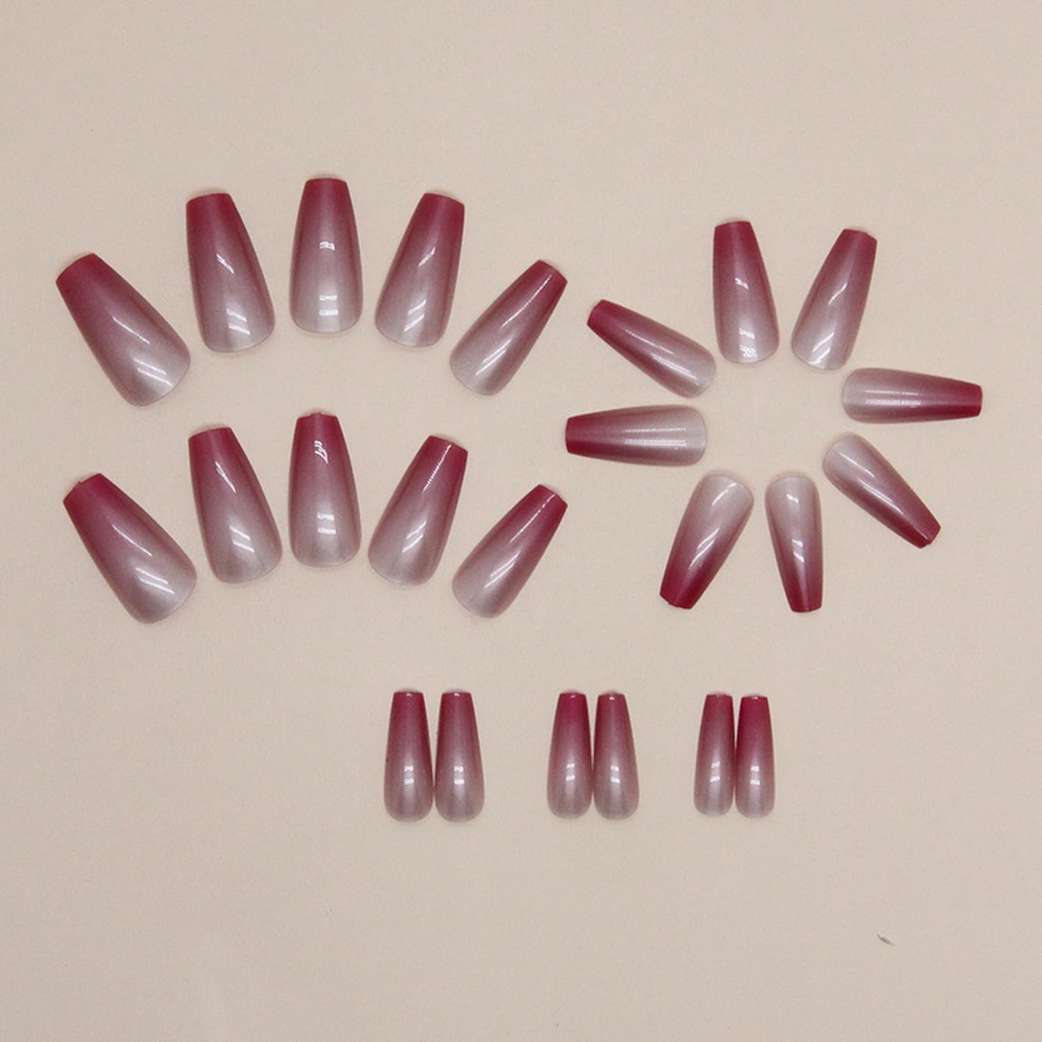 Uñas postizas francesas largas a presión con diseño de aurora cromada, uñas postizas adhesivas de color rosa francés, con espejo, brillantes, uñas