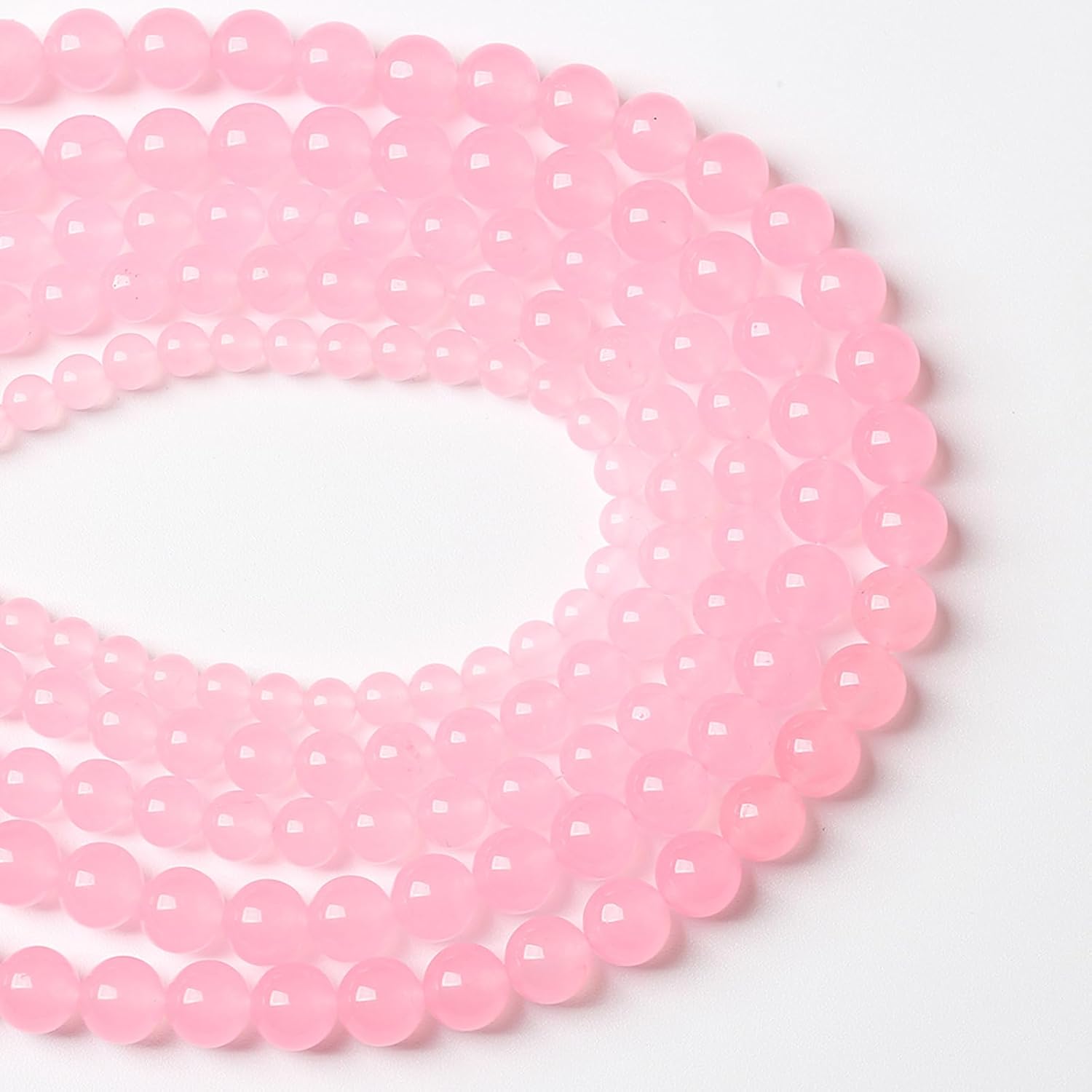 60 cuentas de piedra natural de calcedonia rosa claro para la fabricación de joyas, cuentas de piedra curativa energética, cuentas de piedra para