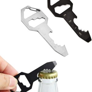 LHEVEN Llavero abrebotellas, multiherramienta 100 de acero inoxidable EDC, 6 herramientas en 1 abridor de botellas, llave, destornillador, regla LHEVEN Llavero abrebotellas, multiherramienta 100 de acero inoxidable EDC, 6 herramientas en 1 abridor de botellas, llave, destornillador, regla
