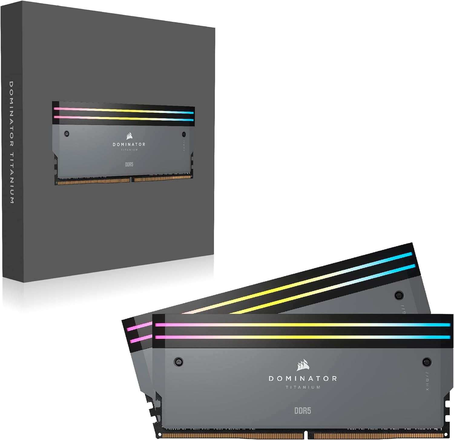 CORSAIR Dominator Titanium RGB DDR5 RAM 64 GB (2 x 32 GB) DDR5 6000 MHz CL30 AMD Expo iCUE Memoria de computadora compatible – Gris