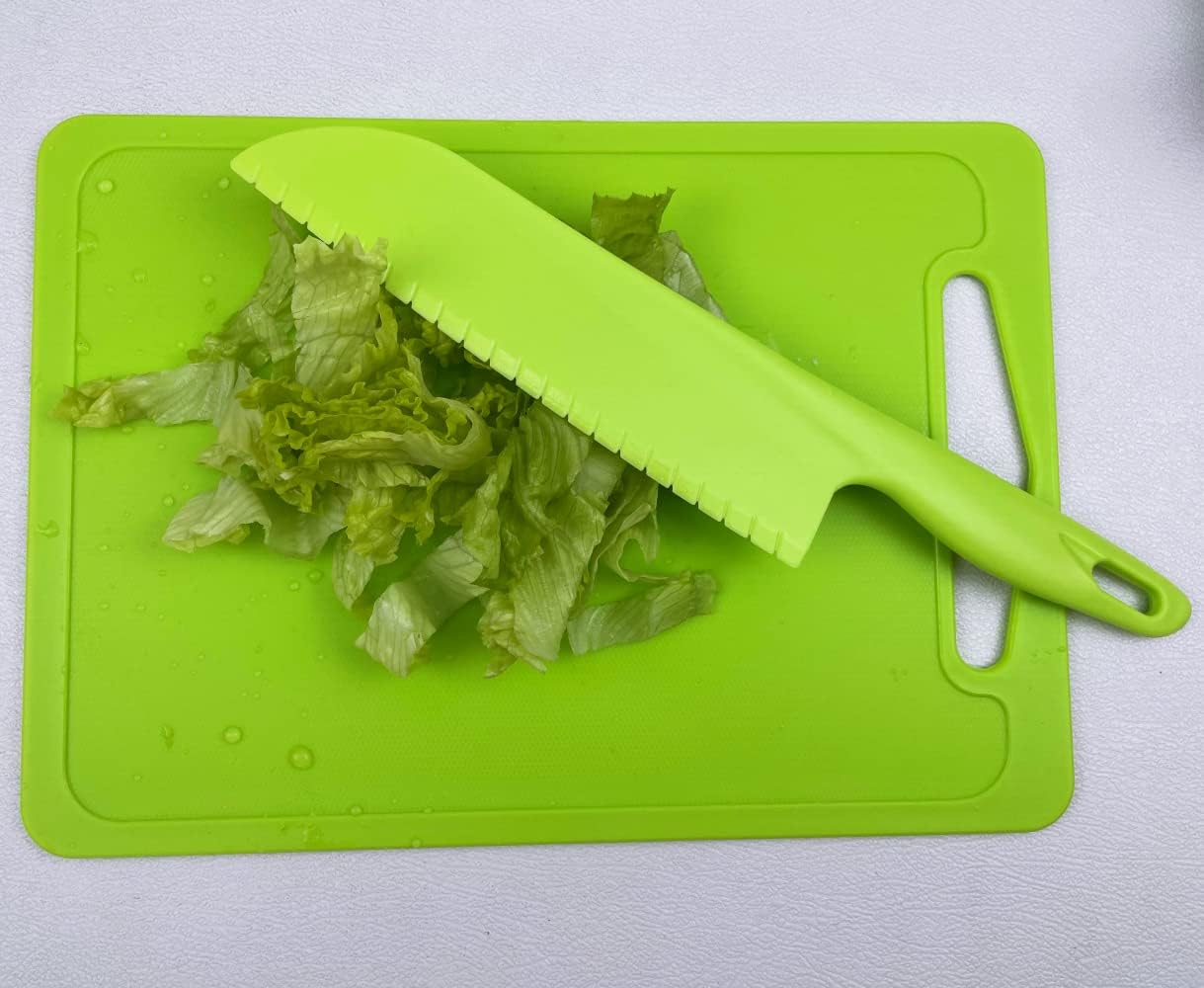 jawbush Cuchillo profesional para lechuga para evitar que se dore, cuchillo de cocina dentado de plástico de 11 pulgadas para verduras, ensalada,