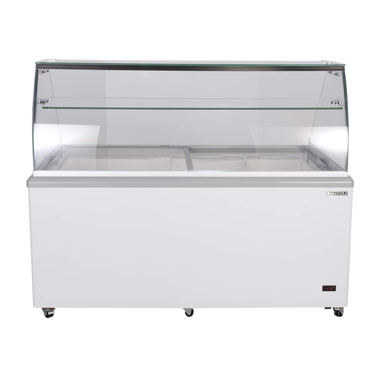Maxx Cold MXDC-12 – Congelador comercial de helados con vidrio curvo, capacidad para hasta veintidós (22) tinas de sabor, 70 pulgadas, color blanco
