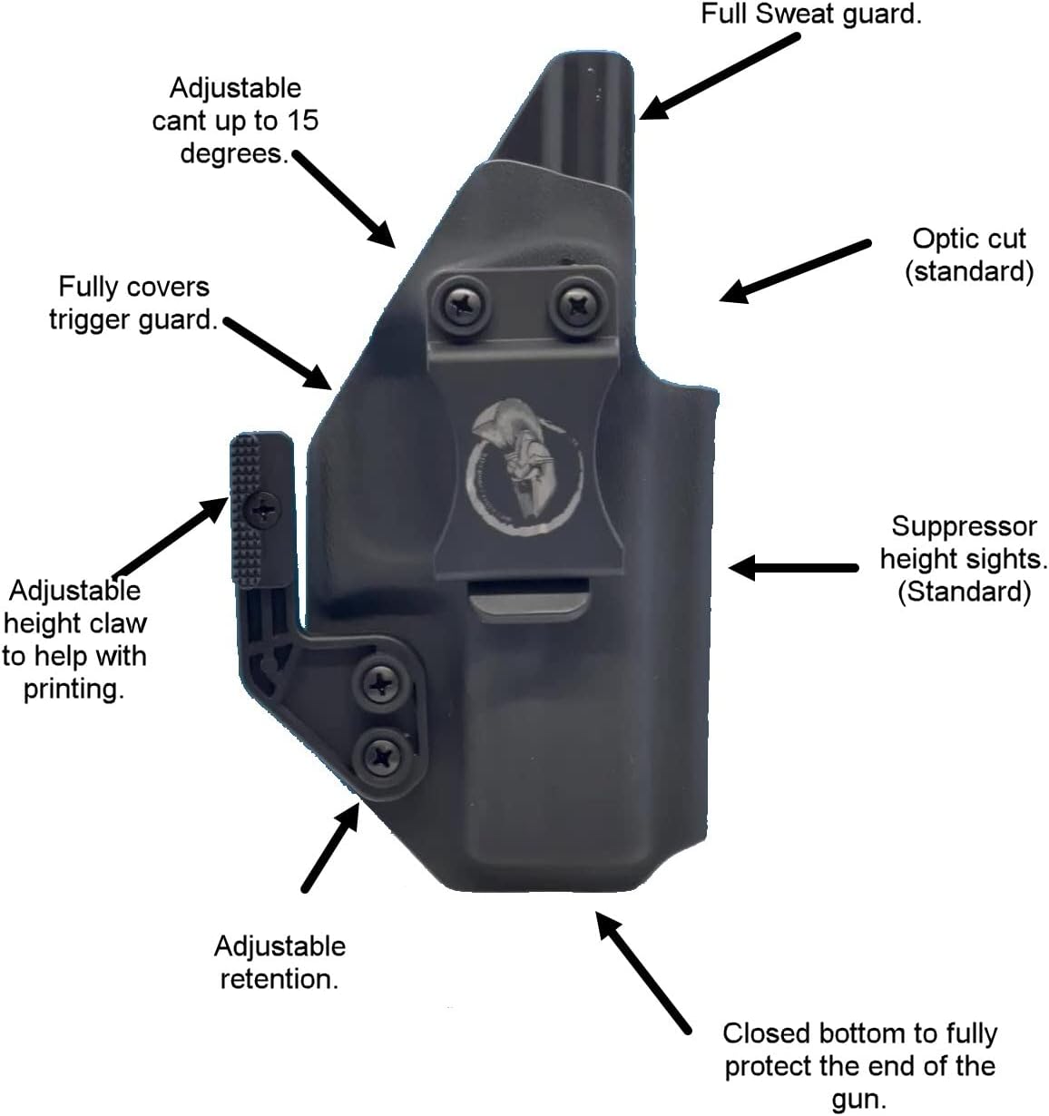 Artemis IWB Holster  Compatible with Glock 43  Glock 43X with Recover Tactical Rail GR43 with BALDR S
