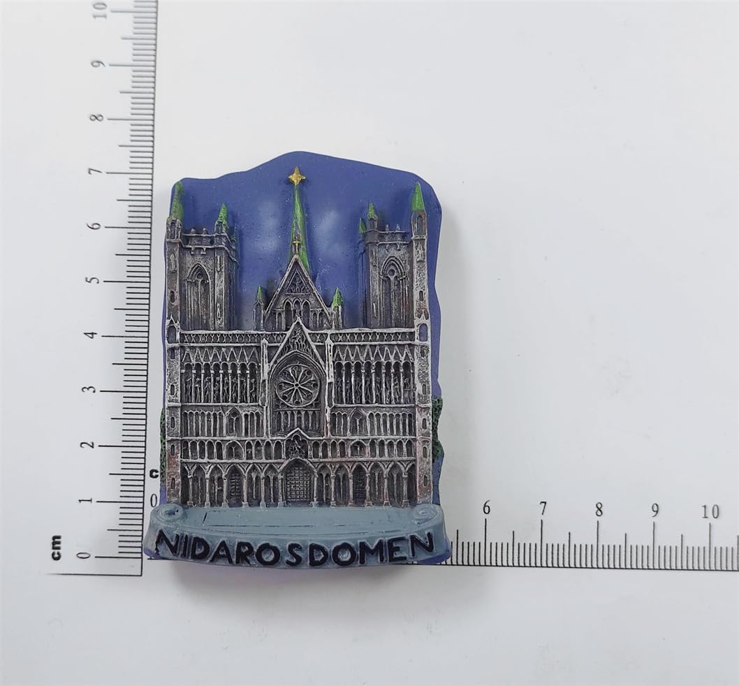 Trondheim Norway 3D Nidarosdomen – Imán de nevera de resina hecha a mano Trondheim para nevera, colección de decoración para el hogar y la cocina