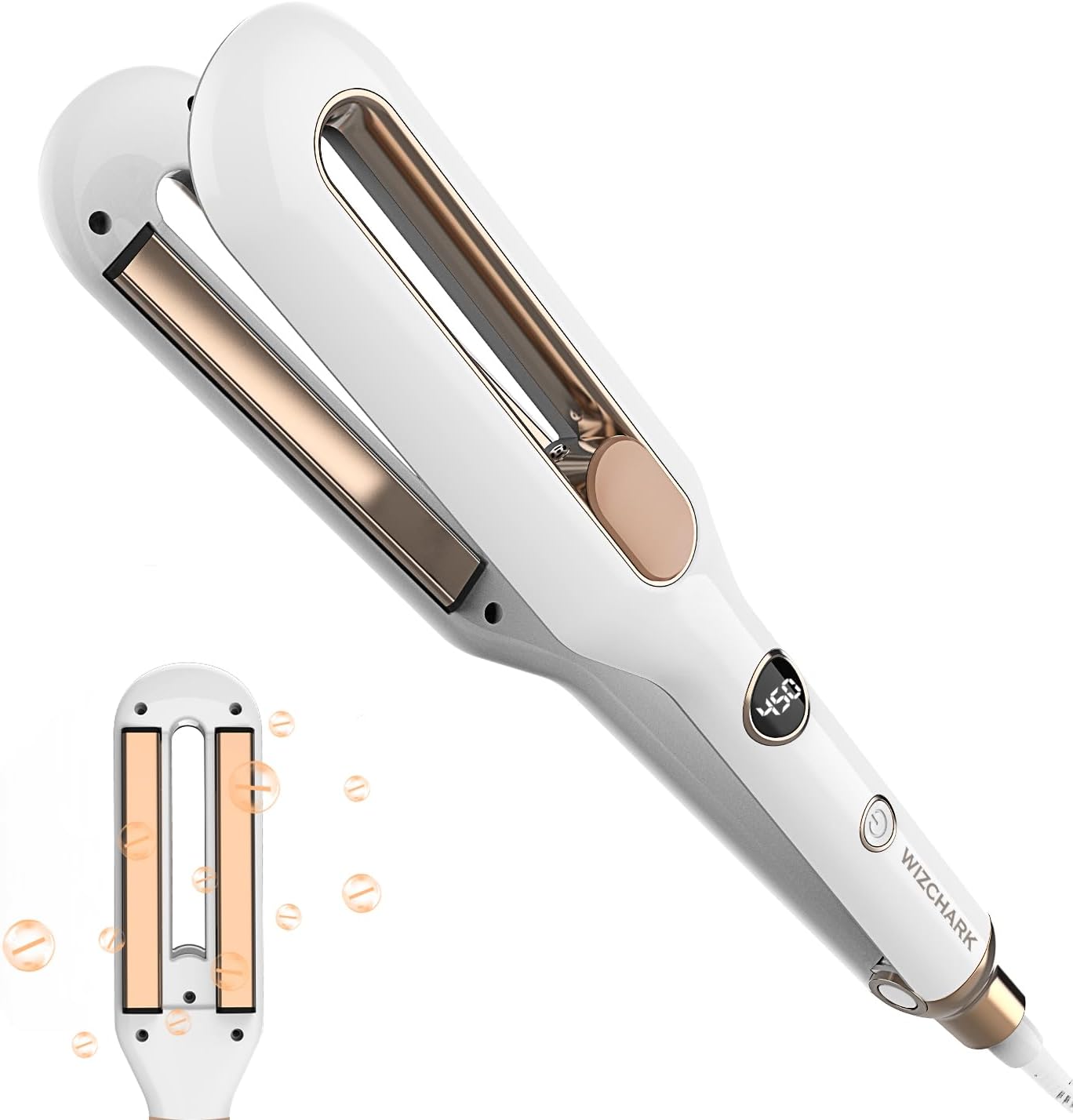 WIZCHARK Plancha de pelo profesional de 2 pulgadas de ancho  Plancha de cerámica flotante 3D para resultados suaves y sedosos  Terapia de luz