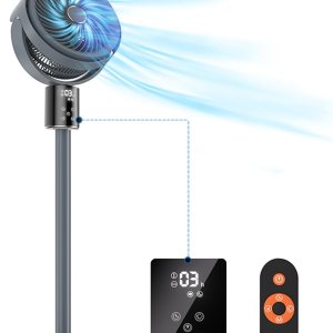 Ventiladores de suelo oscilantes silenciosos con control remoto + LED táctil, ventilador de pie para dormitorio del hogar, ventiladores de pedestal Ventiladores de suelo oscilantes silenciosos con control remoto + LED táctil, ventilador de pie para dormitorio del hogar, ventiladores de pedestal