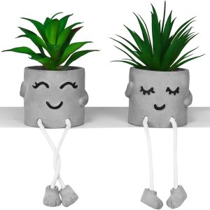 Zerzsy Suculentas falsas en macetas de cemento con pata colgante, mini plantas falsas en maceta para decoración de escritorio, decoración de estante Zerzsy Suculentas falsas en macetas de cemento con pata colgante, mini plantas falsas en maceta para decoración de escritorio, decoración de estante