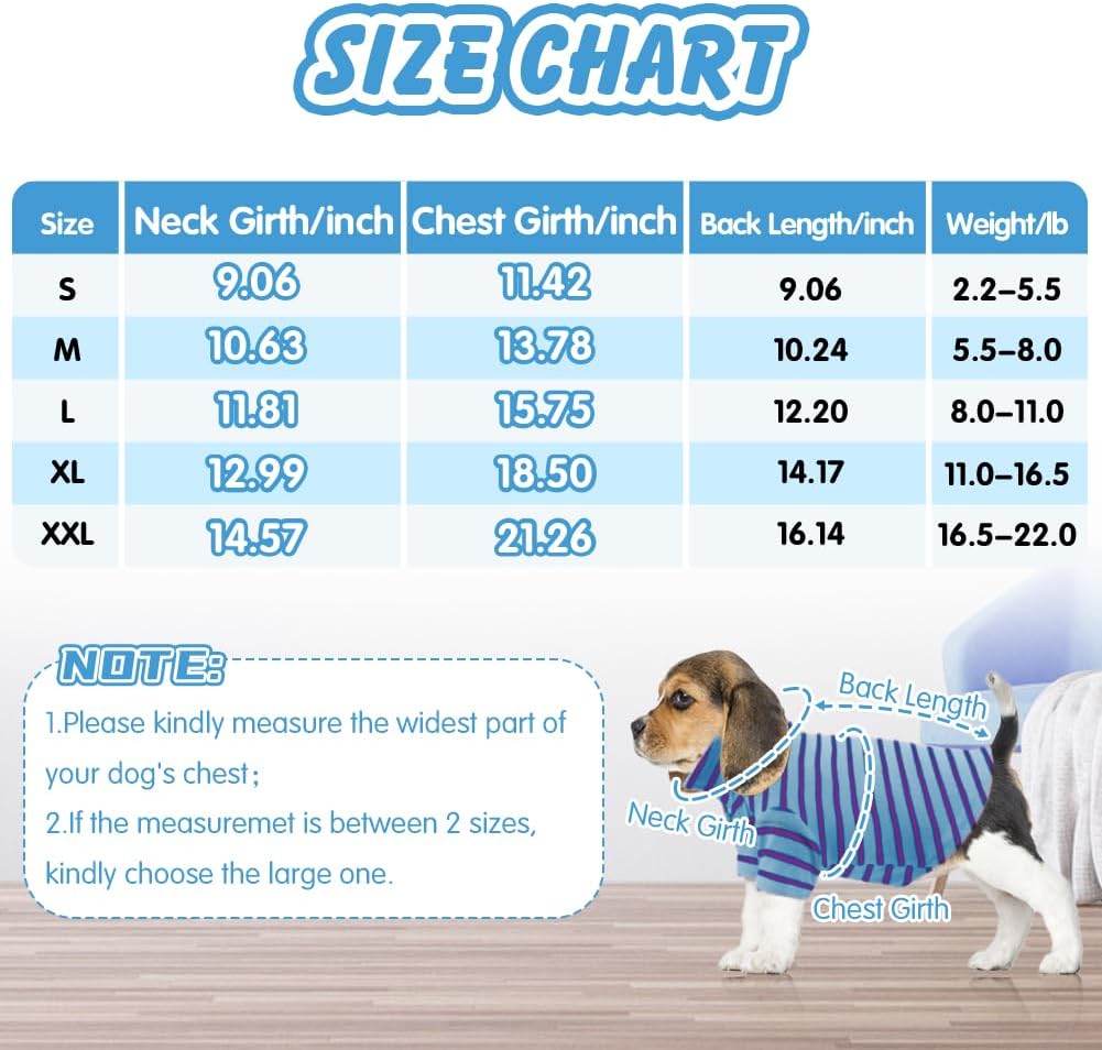 EMUST Ropa para perros, camisas para perros grandes, niños y niñas, trajes de perro a rayas con cuello polo y mangas, ropa de bulldog francés, suave