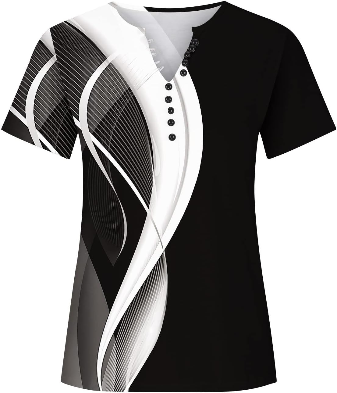 Camisas de verano para mujer, talla grande, manga corta, estilo Henley, estampado floral, con mármol, holgada, estilo casual, túnica elegante