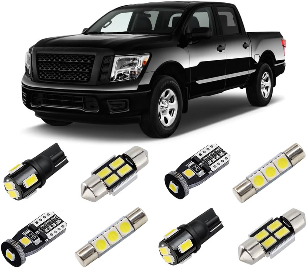 Kit de luces LED blancas para interiores Nissan TitanTitan XD 2016 2017 2018 2019 2020 2021 2022 Super Bright 6000K LED paquete de bombillas