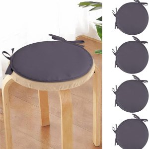 4 cojines para sillas de exteriores, antideslizantes, redondas, para sillas de jardín, cojines de asiento con lazos para bistrós al aire libre, 4 cojines para sillas de exteriores, antideslizantes, redondas, para sillas de jardín, cojines de asiento con lazos para bistrós al aire libre,