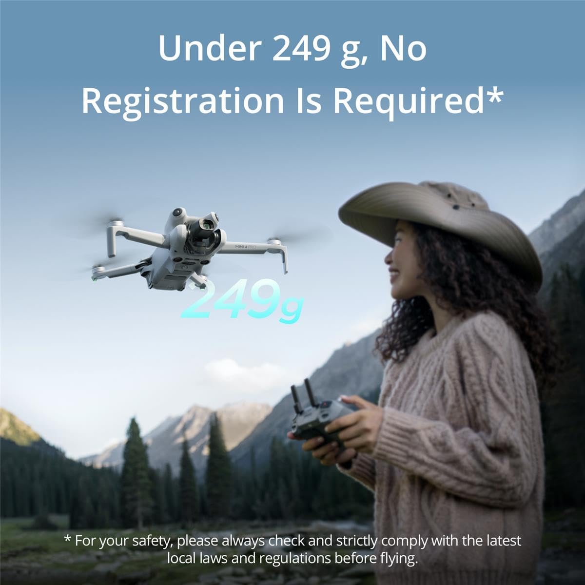 DJI Mini 4 Pro Drone con controlador RC-N2, paquete con sistema de montaje de cordón de garra, almohadilla de aterrizaje y luz estroboscópica