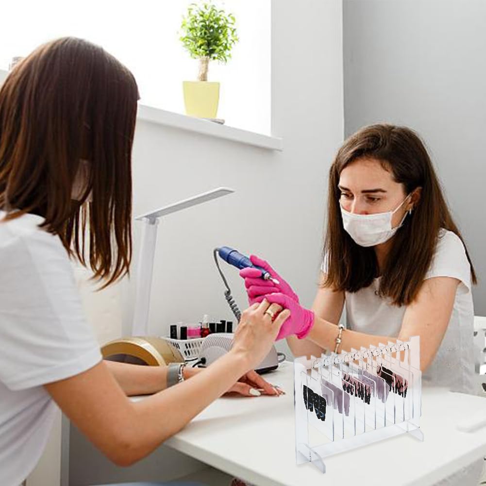 DELORIGIN Tableros de exhibición de arte de uñas acrílicas, soporte de exhibición de muestras de uñas transparente con 10 ganchos para decoración de