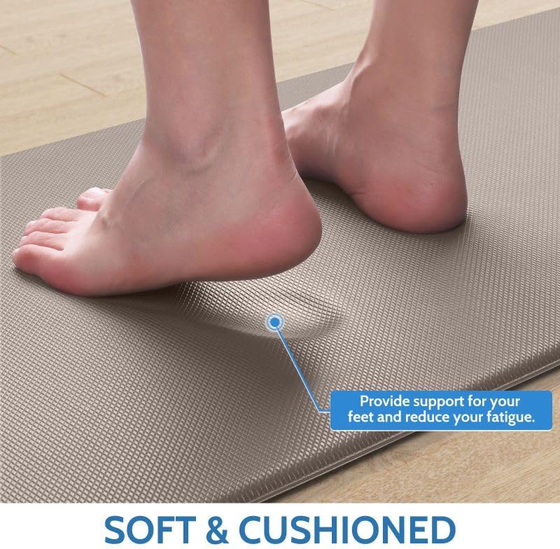 StepLively Tapete de cocina, 2 piezas de alfombras de cocina, tapetes de cocina acolchados para piso, tapete antifatiga, juego de alfombras de