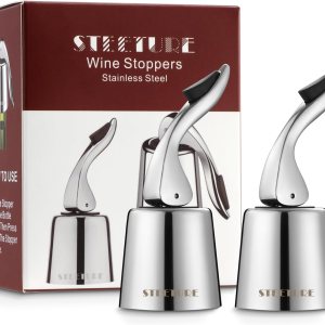 Tapones de vino para botellas de vino, paquete de 2, corchos de vino de acero inoxidable con tapón de silicona, a prueba de fugas, reutilizable para Tapones de vino para botellas de vino, paquete de 2, corchos de vino de acero inoxidable con tapón de silicona, a prueba de fugas, reutilizable para