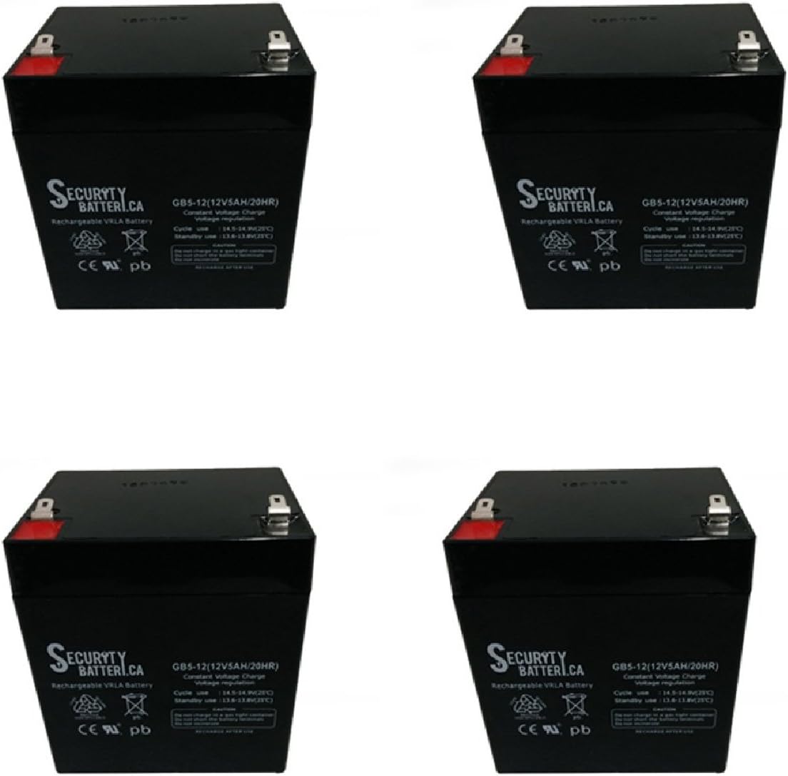 Powersonic 12V 5Ah de repuesto para Casil CA1240First Alert ADT sistema de alarmaPaquete de 4